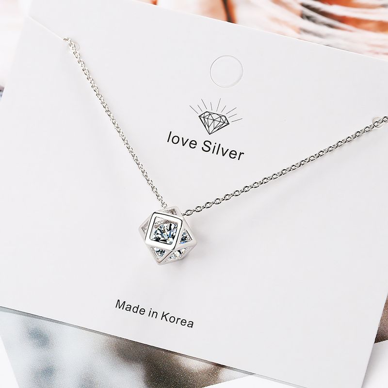 Ensemble Love Cube pour femme, collier en oxyde de zirconium, pendentif chaîne de clavicule_voghion.com