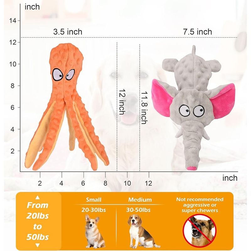 Squeaky Plush Toys For Dogs Cartoon Animals By PawParty Store_voghion.com