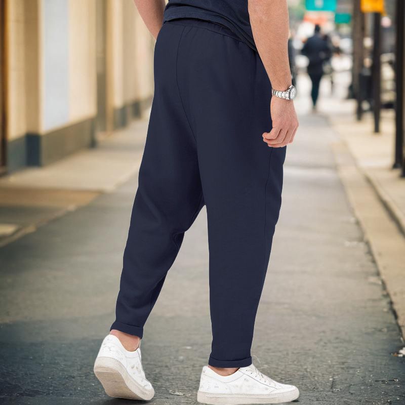 New men's sports casual trendy and fashionable, solid color, Haren pants, hanging style, plus size pants for men_voghion.com