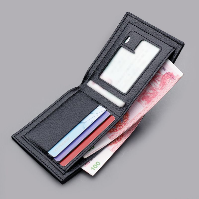 Men's short wallet with zipper, horizontal wallet can hold driver's license, men's leather wallet, PU leather men's card bag, business wallet_voghion.com