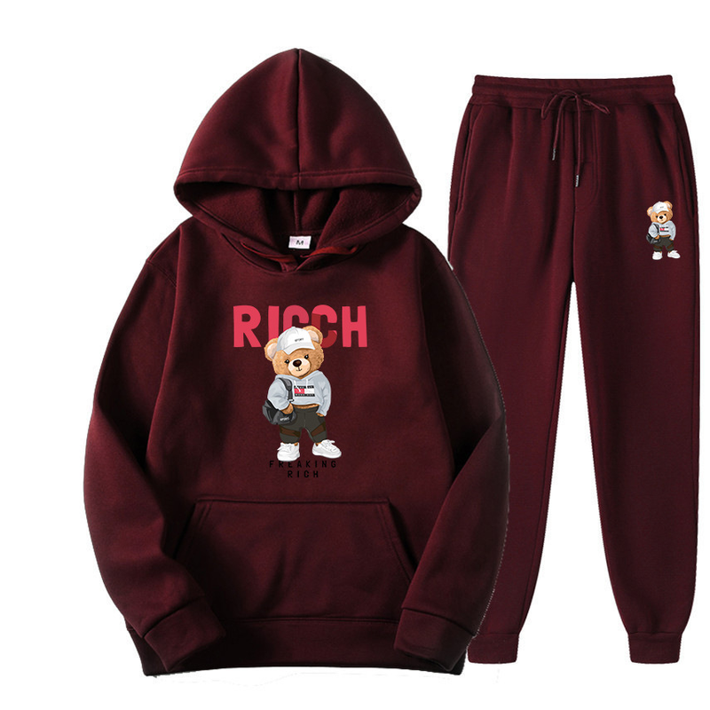 Spring and Autumn Men's Sweater Hoodie Set New Plush Sweater Women's Hip Hop Print_voghion.com