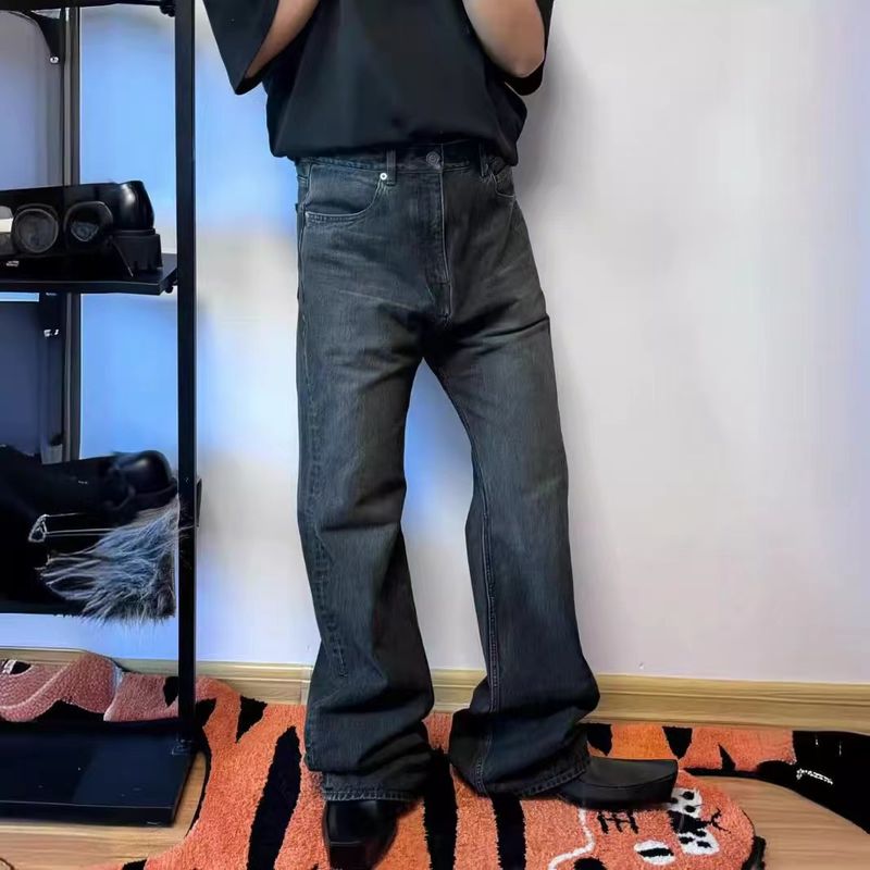 Herrenbekleidung Paris Bootcut Eisblau Schwarz Grau Natur gewaschen Schlaghose Jeans_voghion.com