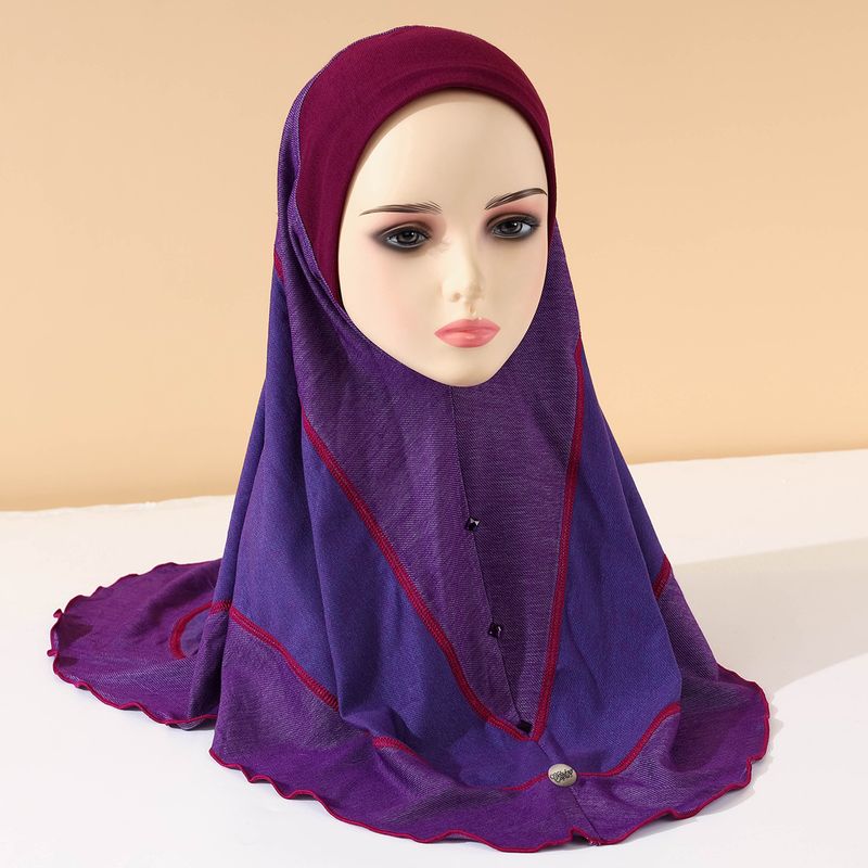 Women's Hijab summer new headscarf denim contrast color stitching style pullover headscarf ladies headscarf_voghion.com