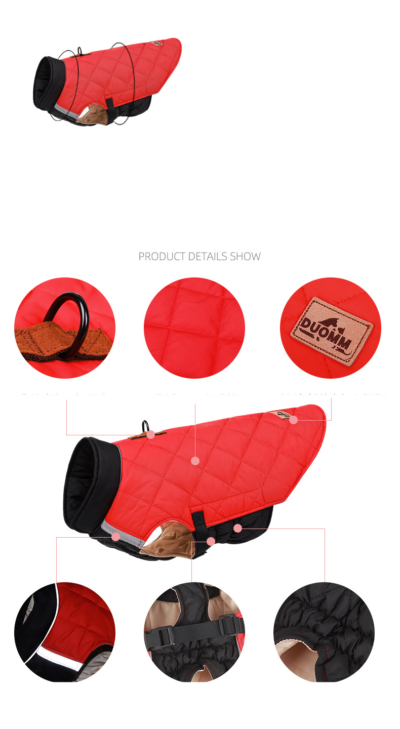 New autumn and winter dog clothes warm reflective dog clothes thick cotton vest dog cotton coat pet clothes_voghion.com