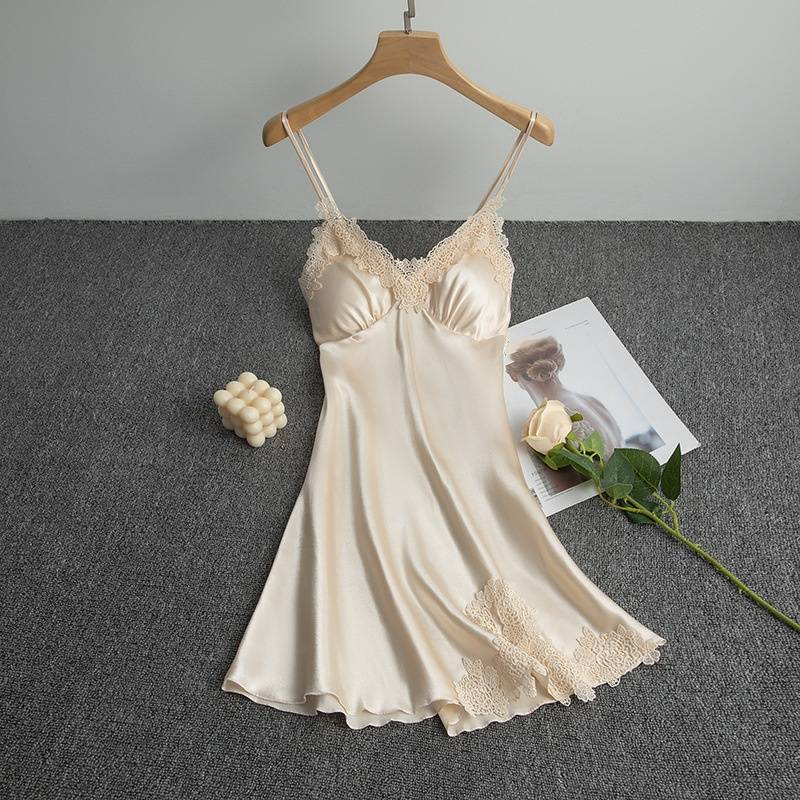 Ondergoed Pyjama's Dames Zomer IJs Zijden Nachthemd Sexy Tweedelig Nachthemd Sling Lente En Herfst Badjas Zijde_voghion.com
