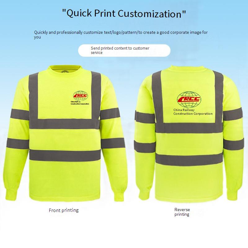 Herretøj fugttransporterende rundhalset langærmet T-shirt Engineering Dock Highlight Advarsel Arbejdstøj_voghion.com