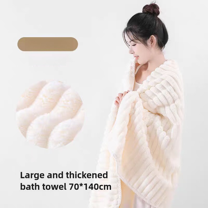 Serviette de bain en polaire douce et agréable pour la peau, bonnet pour cheveux secs, serviette de bain épaisse_voghion.com