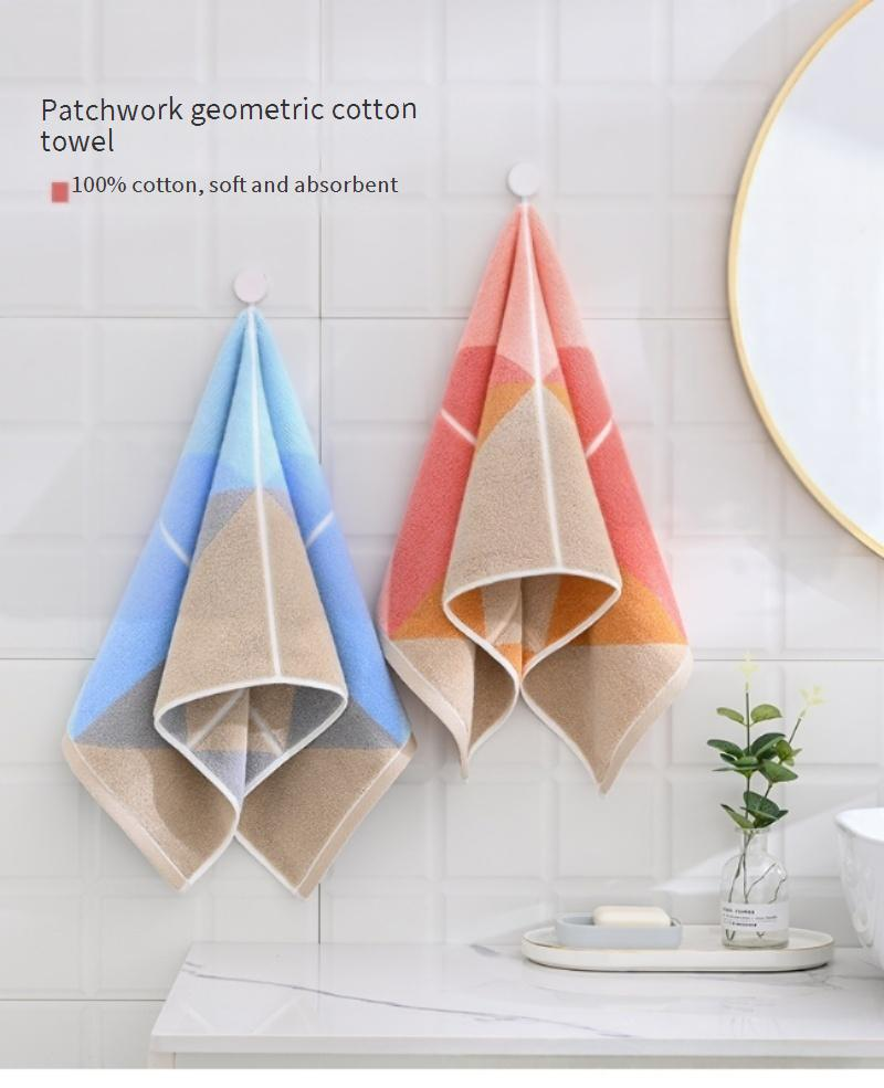 Geometrisch gestreiftes Gesichtshandtuch aus Baumwolle – extra dick und weich, 34 x 74 cm großes Badetuch für Erwachsene und Familien (Premiumqualität, schnelltrocknend)_voghion.com