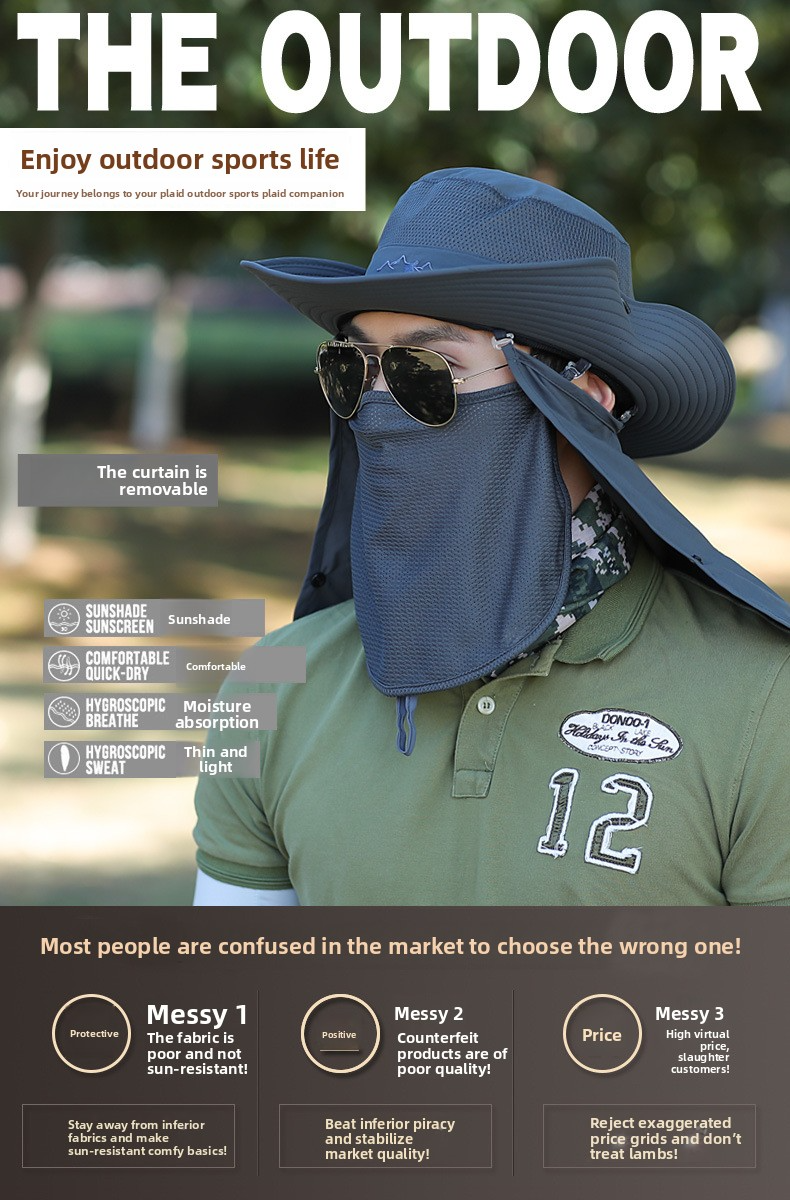 Cappello da sole da uomo e da donna con protezione per il viso - Protezione UV UPF 50+, asciugatura rapida e traspirante per escursionismo/pesca/campeggio_voghion.com