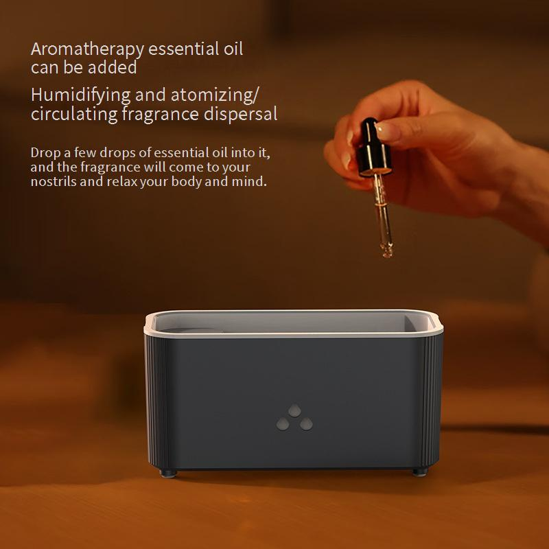 Realistischer Diffusor für ätherische Öle im Kamin mit 7-farbiger LED-Flamme, Aromatherapie-Luftbefeuchter, stimmungsvolle Beleuchtung für Zuhause und Büro_voghion.com