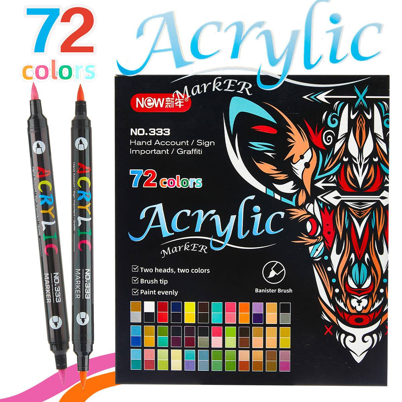 Marqueurs acryliques à double pointe, séchage rapide et couleurs vives, parfaits pour le bricolage, les graffitis, les croquis et l'aquarelle - Lot de 12/24/36 marqueurs_voghion.com