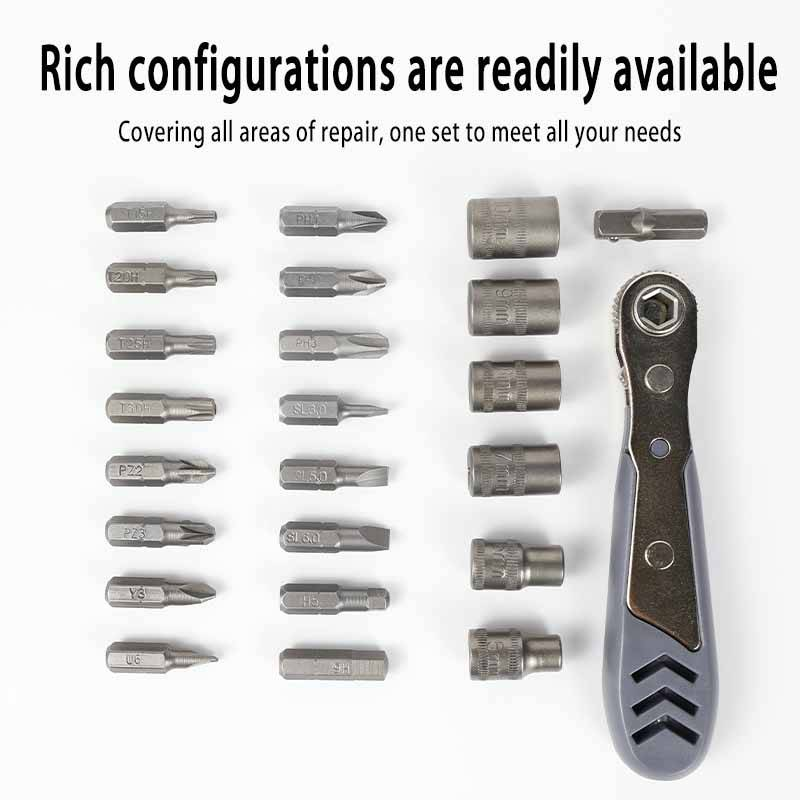 24-in-1 Ratchet Screwdriver Set Household Tools High Hardness S2 Alloy Steel Bit Durable And Anti-Slip_voghion.com