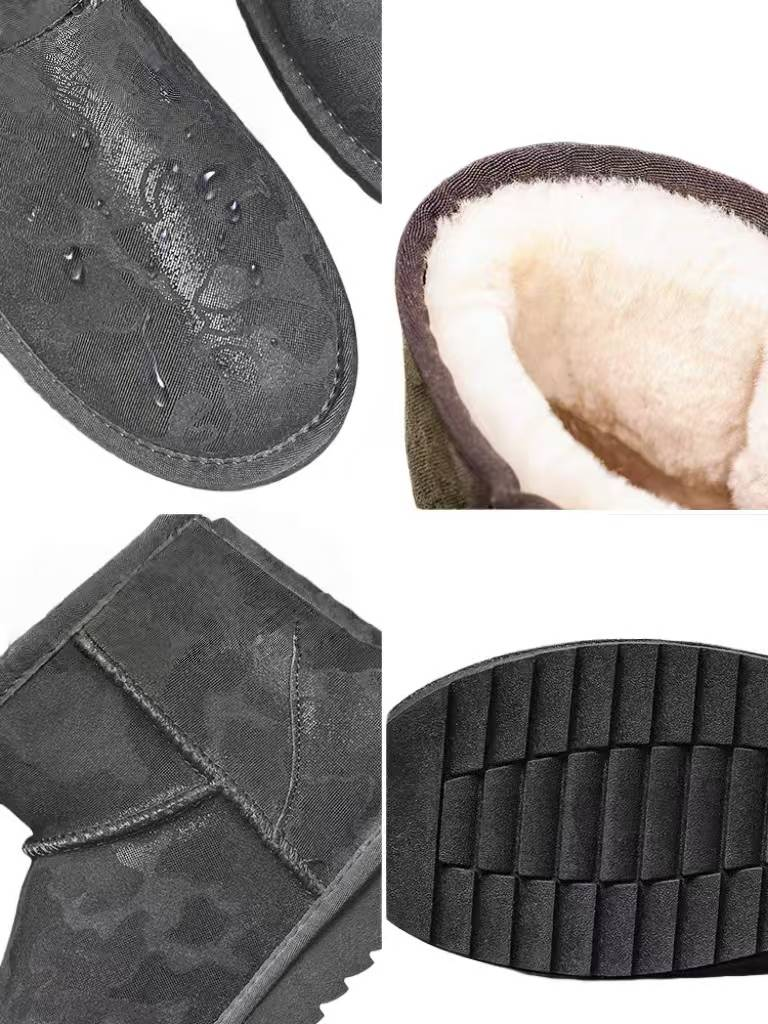 Stivali da neve mimetici da uomo 2025, in vera pelle, impermeabili, bassi e corti, scarpe invernali in cotone caldo e spesso da coppia_voghion.com