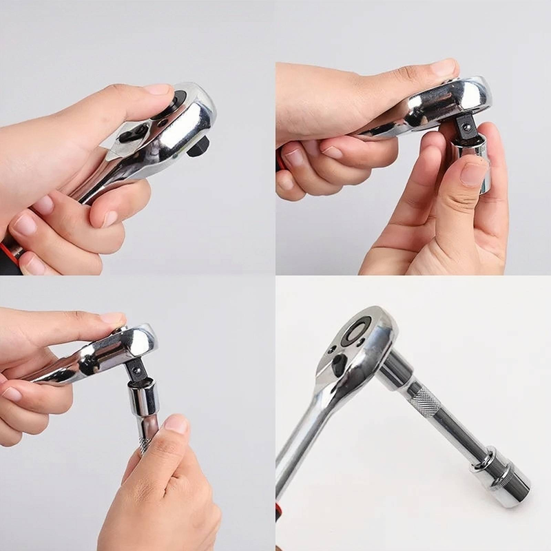 12-Piece Ratchet Wrench Socket Set, Hex Drive, Cr-V Steel, Forged Construction, Durable & Quick-Release For Auto & Motorcycle Repair_voghion.com