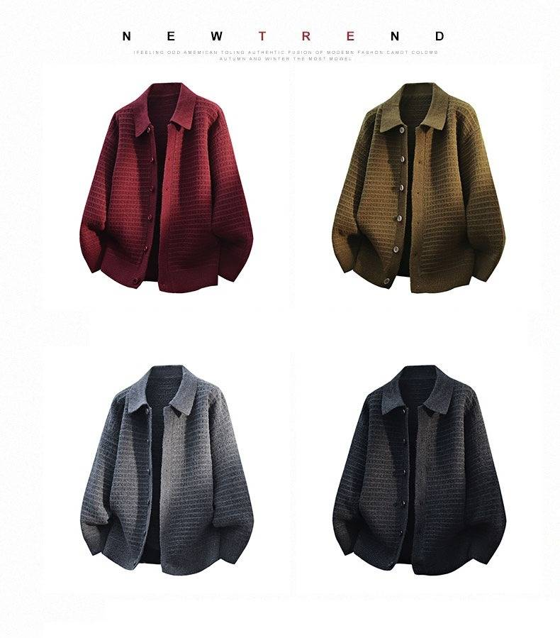 Men's Casual Knit Sweater Oversized Fit Round Neck Long Sleeve Pullover Soft Breathable For Autumn Winter_voghion.com