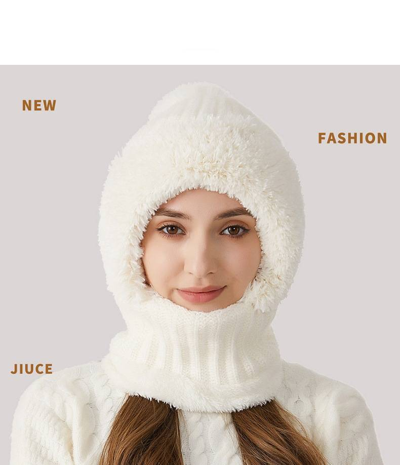Women's Knitted Hat Scarf Mask Combo - Warm Winter Fleece Lined Beanie With Neck Warmer For Cold Weather_voghion.com