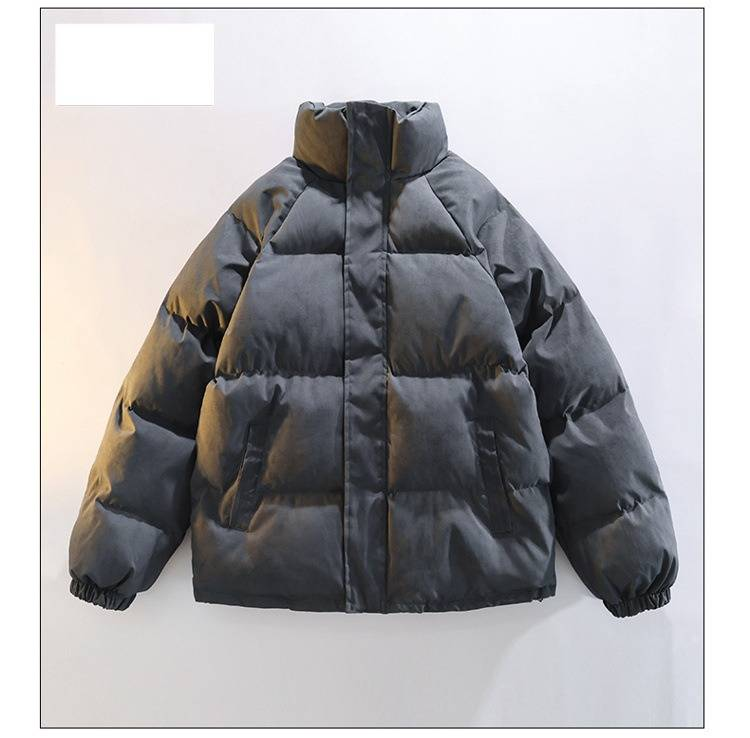 Trendy Couple's Vintage-Inspired Puffer Jacket - Winter-Ready Thickened Quilted Coat With Stand Collar For Casual Wear_voghion.com