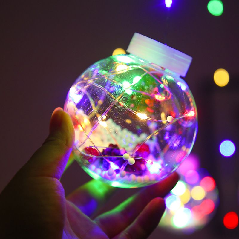 LED-Weihnachts-Wunschkugel-Lichterkette – Warmweiß und mehrfarbig, 3 x 3 Kupferdraht-Vorhanglichter für die Weihnachtsdekoration_voghion.com