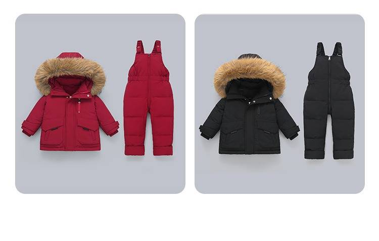 Winter Kids Down Jacket Set - Warm Hooded Snowsuit For Toddlers 1-3 Years, 80-100cm, Soft Duck Feather, Zipper Closure, Unisex_voghion.com
