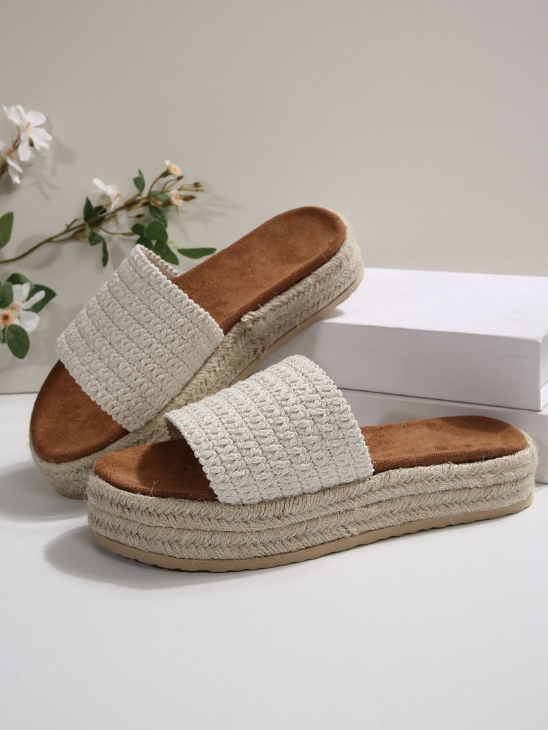 Women’s Shoes Summer Casual Rope Bottom Platform Flip Flops For Women Weaving Large Size Thick Soled Sandals_voghion.com