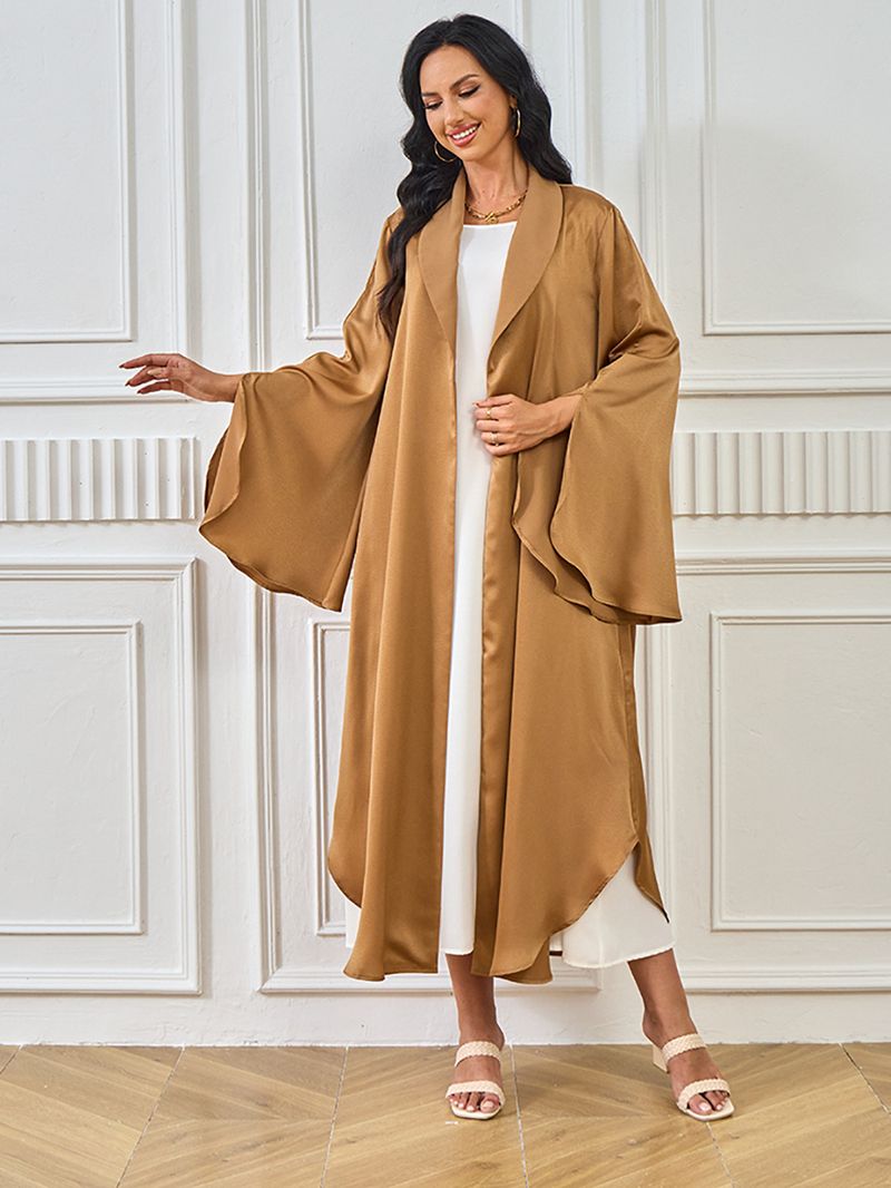 Damkläder Stor Gunga Enfärgad Cardigan Robe Klänning Hon_voghion.com
