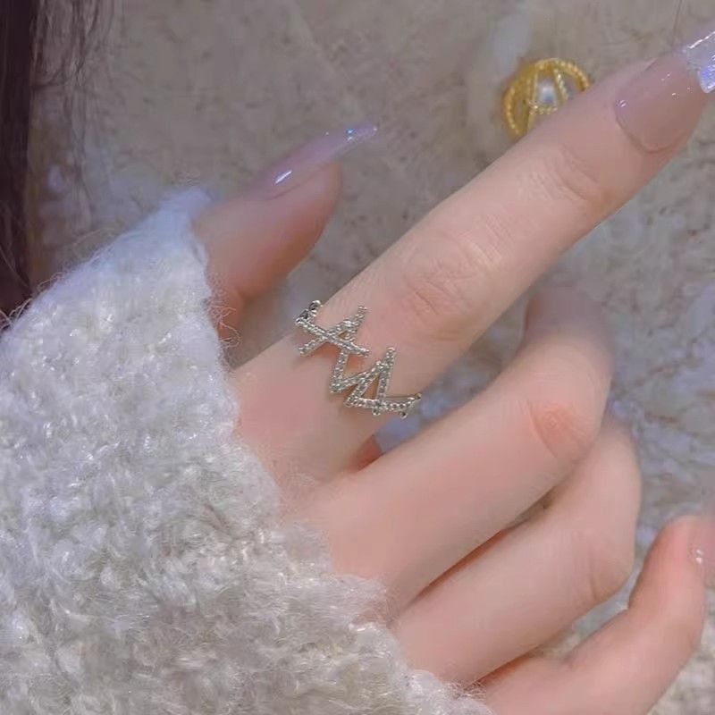 Avautuva ketju, pyöreä hopeinen, puhdas zirkoni, naisten lokerokuvio, etusormi, muodikas ja hieno kerrostettu kuvio, sormi,_voghion.com