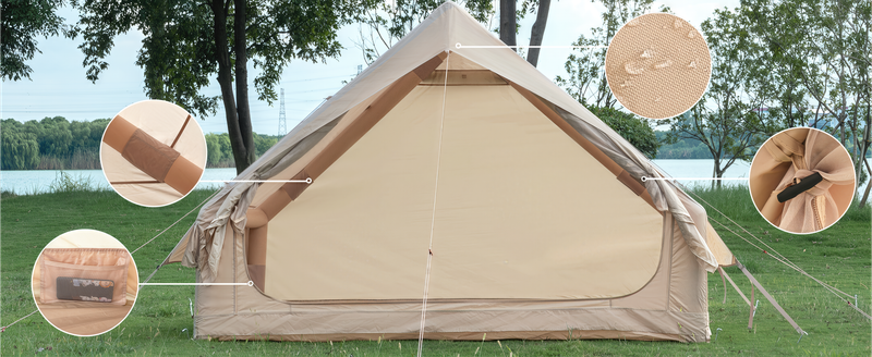 Inflatable Tent With Pump,Glamping Tents For 4-6 Person, Easy Setup 4 Season Waterproof Outdoor Tent With 12 Mesh Window_voghion.com