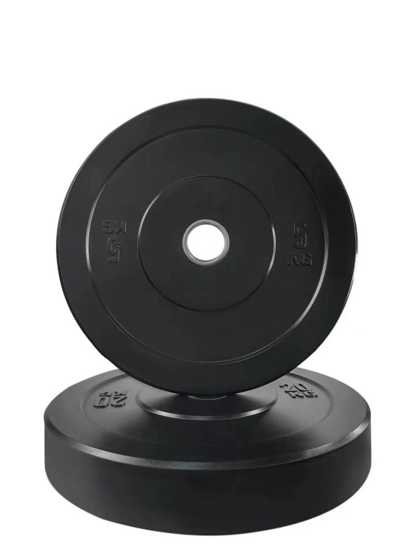 Barra de pesas para sentadillas con mancuernas de goma negra de competición para levantamiento de pesas, placa de alto rebote para gimnasio en casa para hombres_voghion.com