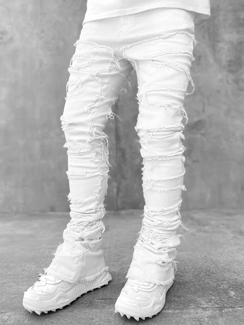 2023 neue männer Street Fashion Ins Elastische Patch Denim Gerade Bein Hosen_voghion.com