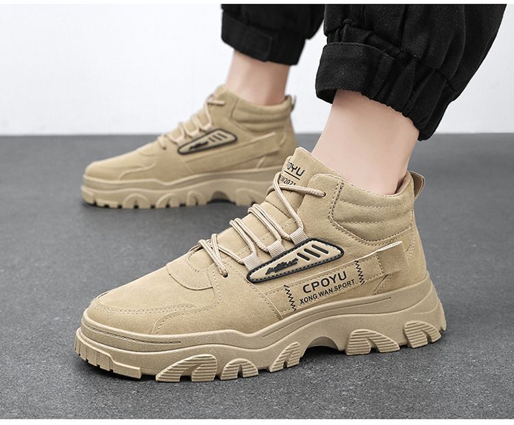 Spring High Top Workwear Men's Trendy And Versatile Thick Sole Anti Slip Construction Site Work Safety Shoes, Martin_voghion.com