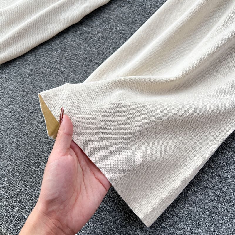 Women's Clothing Hong Kong style chic casual loose versatile knitted cardigan tops women's autumn two piece set high waist slim wide leg trousers_voghion.com