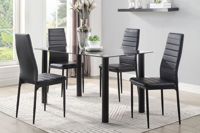 Modern Black Metal Side Chairs Set Of 2 With Leather Upholstery For Dining Room_voghion.com