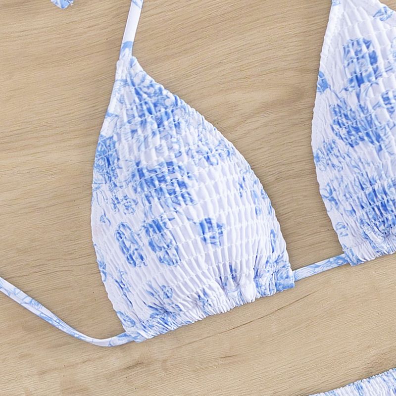 Abbigliamento da donna, costume da bagno bikini multicolore sexy con scollo a V, scollo a V, borsa a tracolla e triangolo plissettato_voghion.com