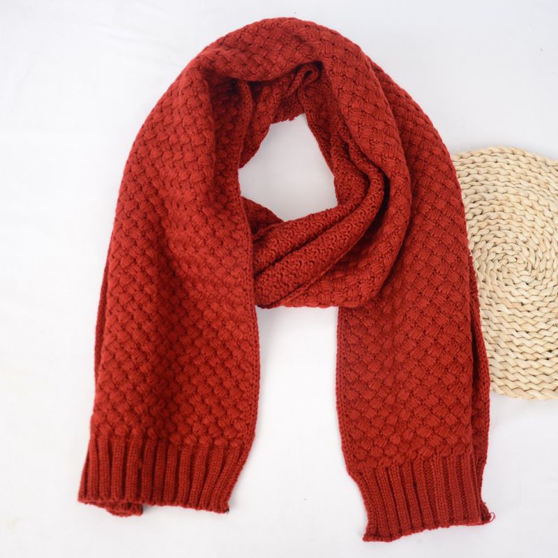 Thickened elongated Korean version versatile student girl knitted sweater couples autumn and winter warm scarf for men_voghion.com