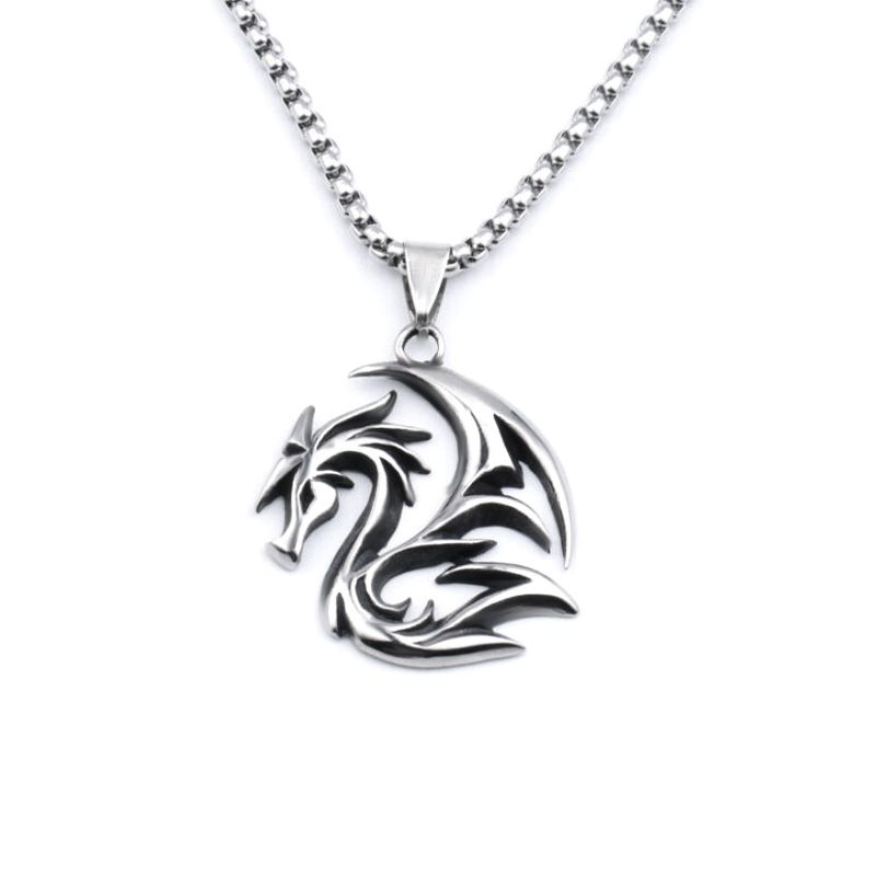 Necklace Men's Jewelry Fashion Exquisite Titanium Personalized Flying Dragon Pendant_voghion.com