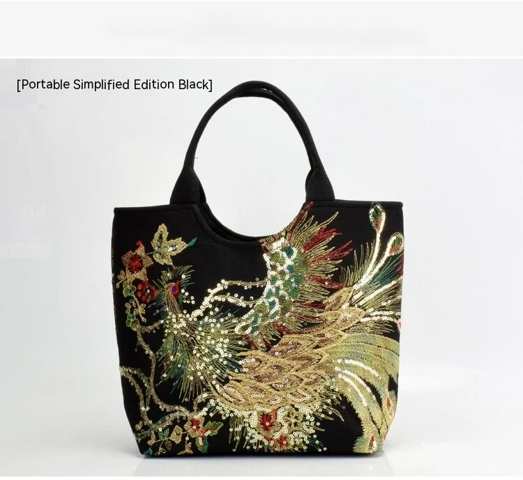 Sac à main de style ethnique brodé grande capacité bandoulière sac à bandoulière rétro toile brodée sac à main à bandoulière unique pour femme_voghion.com