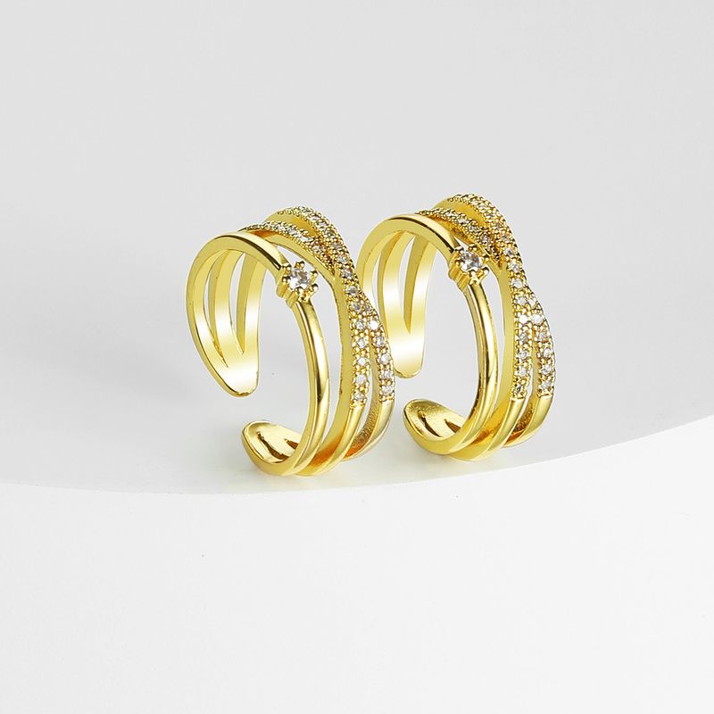 Geometric Open Ring – European & American Style Copper Design With Micro Zircon Inlay, Color-Preserving Electroplated Fashion Jewelry_voghion.com