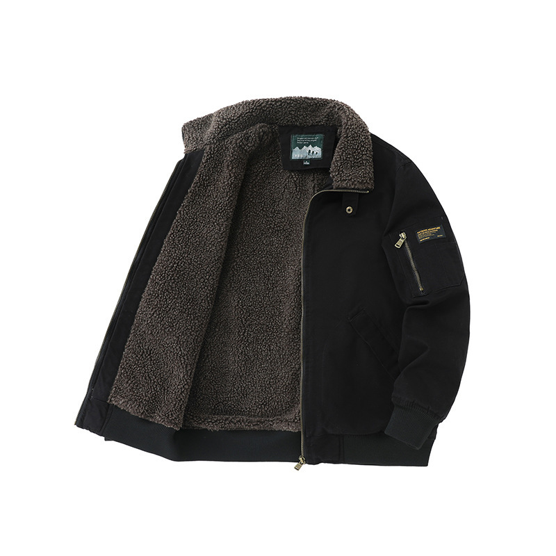 Nuova giacca foderata in pile da uomo, stile autunnale e invernale, puro cotone, lavata, ispessita, giacca da volo per esterni, cappotto in cotone_voghion.com