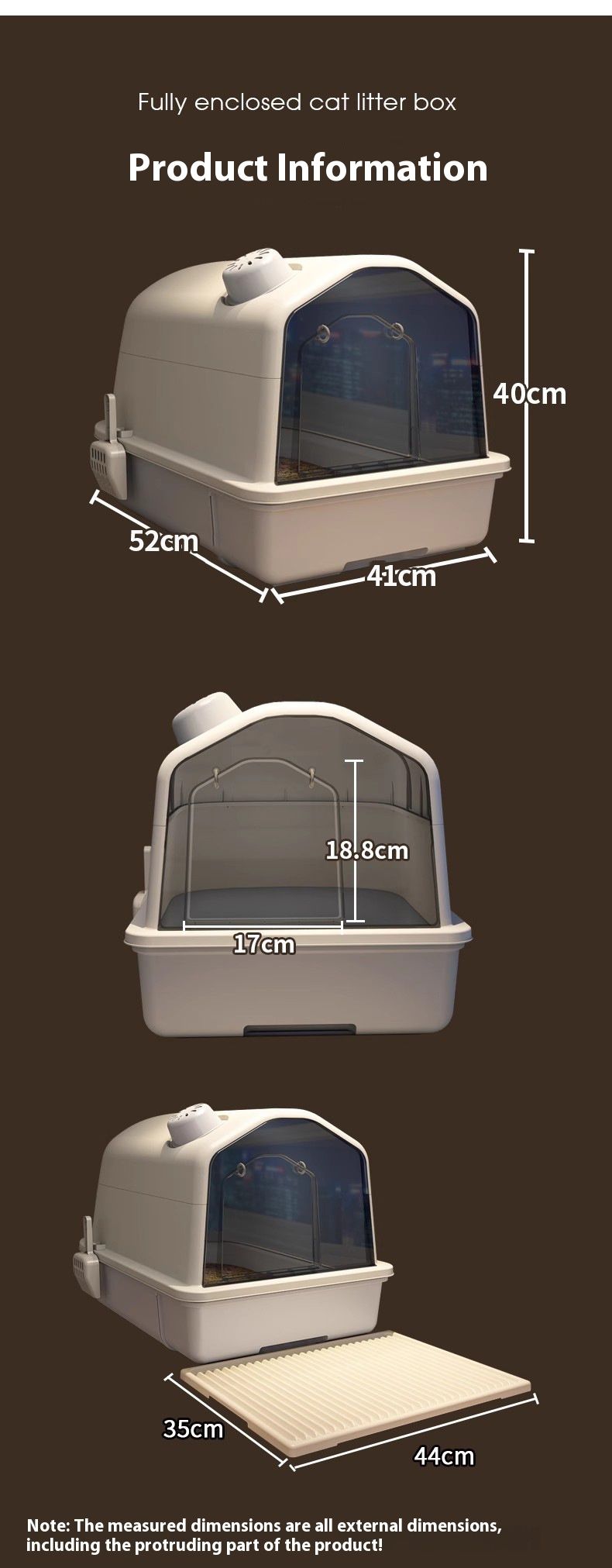 Cat Litter Box, Fully Enclosed, Odorless And Deodorizing, Extra Large Size For External Splashing In Cat Toilets, Cat Litter Box_voghion.com