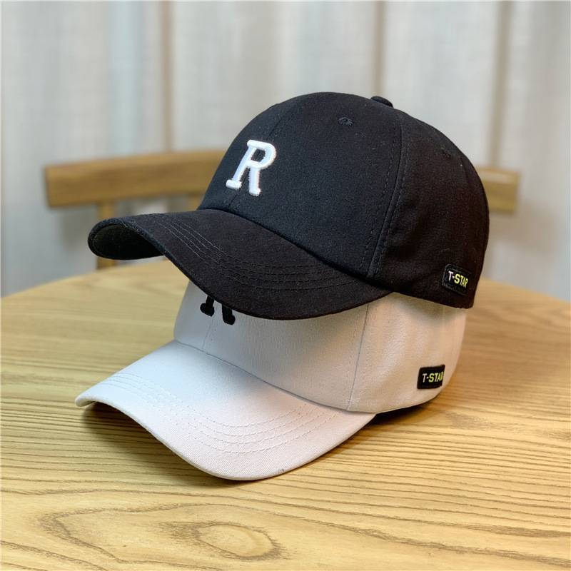 2023 ny basebollhatt kvinnlig bokstav R Display ansikte Liten mjuk topp koreansk upplaga Trendig märkesmössa Man Cool Casual Duck Tongue Hat_voghion.com