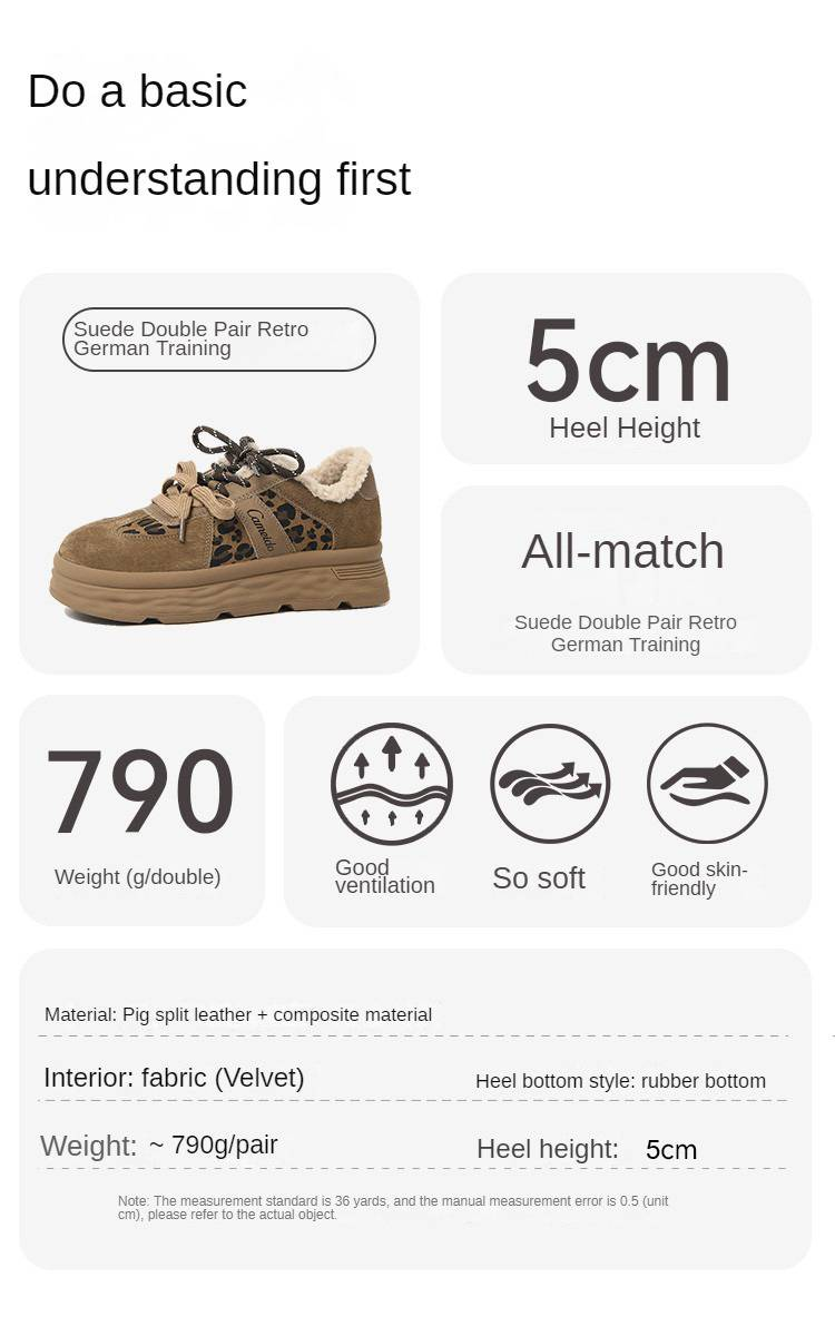 CameidoWomen's thick-soled sneakers with fleece lining, suede patchwork, double laces, casual shoes for autumn and winter in 2024._voghion.com