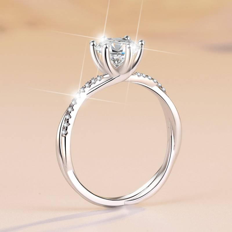 Anello Moissanite Anello Donna Placcato Pt950 Anello Amore Vite Intrecciata Anello Nuziale Argento Sterling_voghion.com