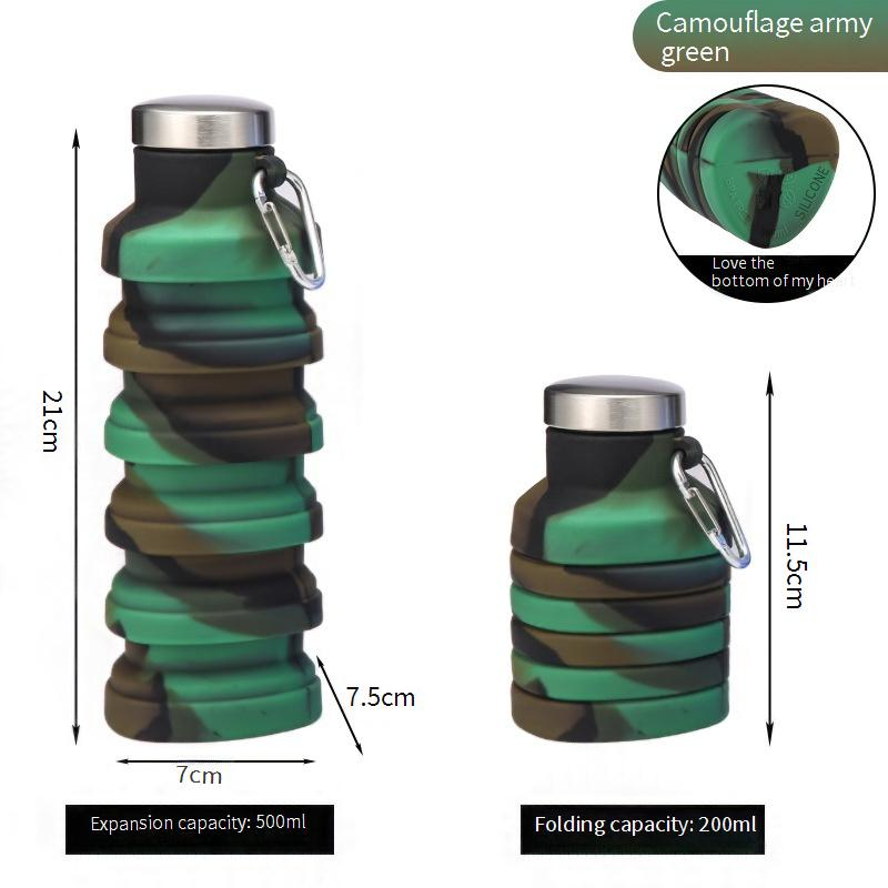 Borraccia pieghevole a forma di cuore da 500 ml - Tazza da viaggio in silicone a prova di perdite per palestra all'aperto ed escursionismo, borraccia sportiva pieghevole portatile_voghion.com