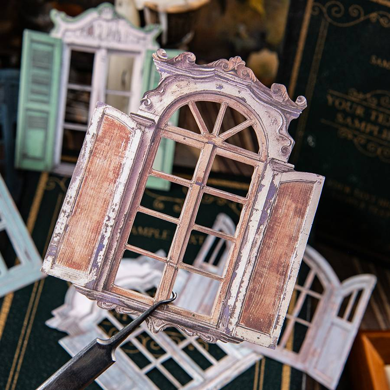 1 Stück 10 Blätter Vintage Hohltür und Fenster DIY Dekoration Manuelles Material Papier Hintergrunddekoration_voghion.com