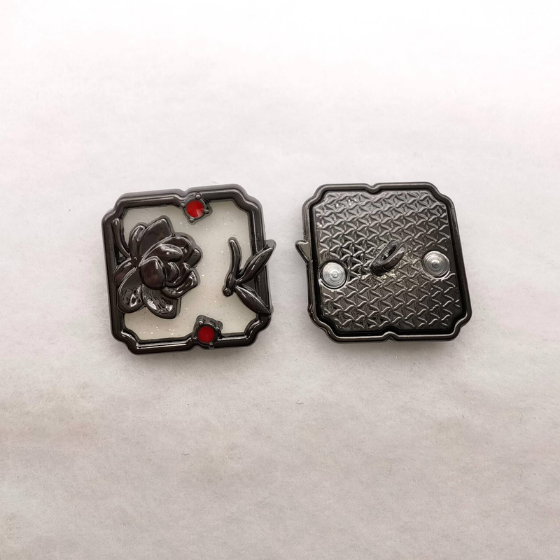6pcs Square Flower Hand-sewn Buttons, Metal Material, Small Size Exquisite Fashion, Cufflinks, Can Be Used For Coats, Tops, Shirts, Pants._voghion.com