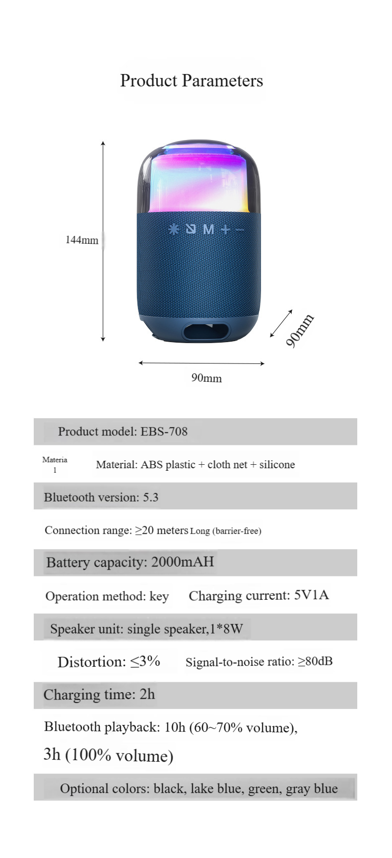 Wireless Bluetooth Speaker With RGB Lights - Deep Bass, Waterproof & Portable_voghion.com
