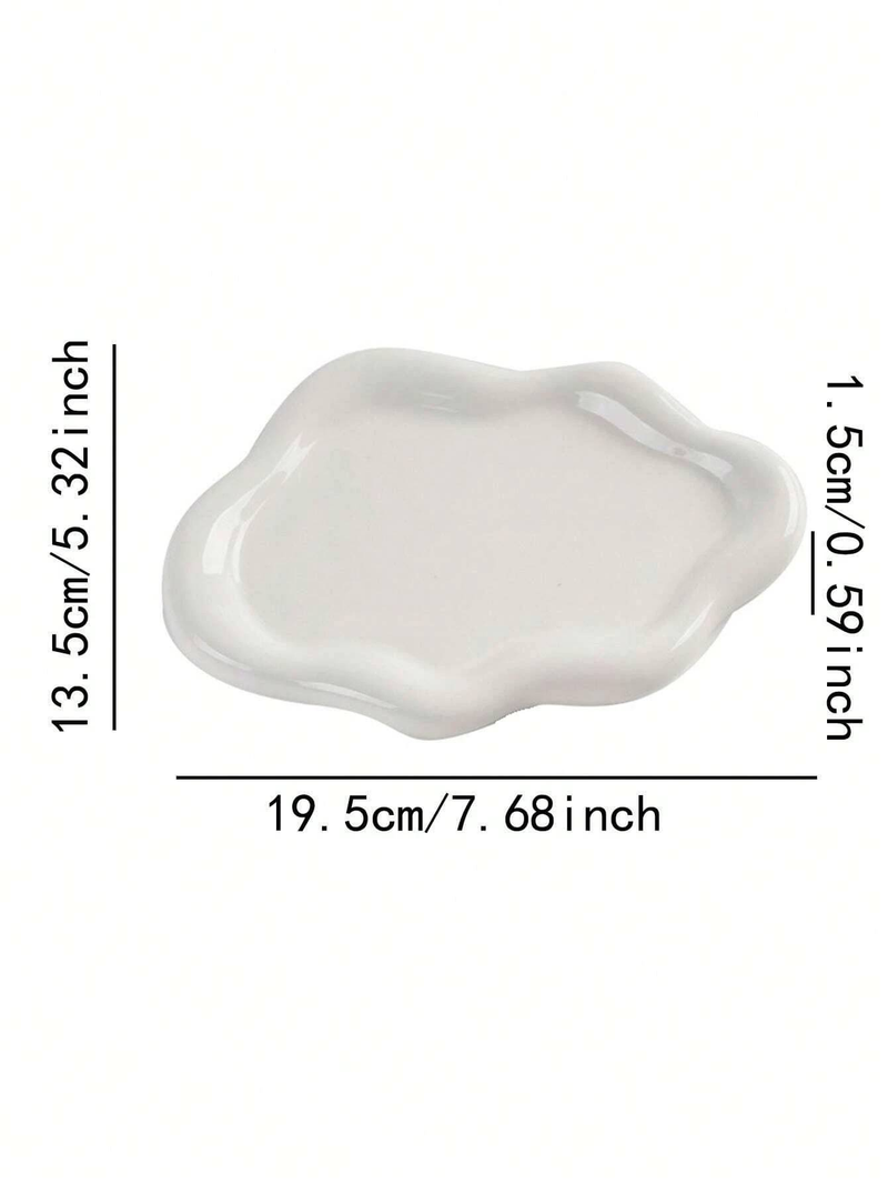 Bandeja de cerámica para guardar joyas con forma de nube blanca, ideal para estantes de escritorio, placas de inducción con llave._voghion.com