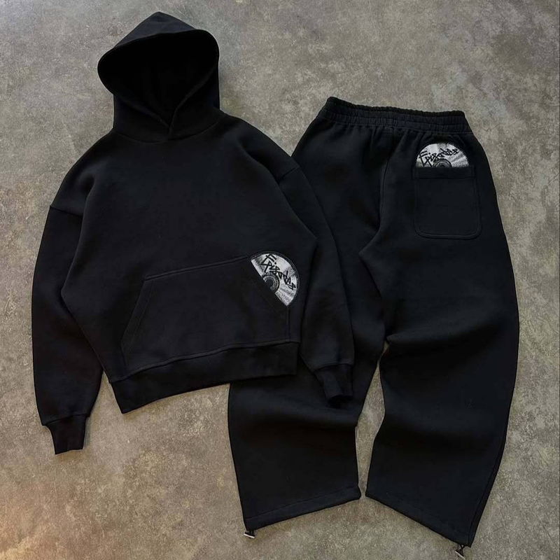 Grillo Autumn Winter New Streetwear Hoodie Couple Set – Trendy Embroidery Oversized Unisex Pullover With Kangaroo Pocket_voghion.com