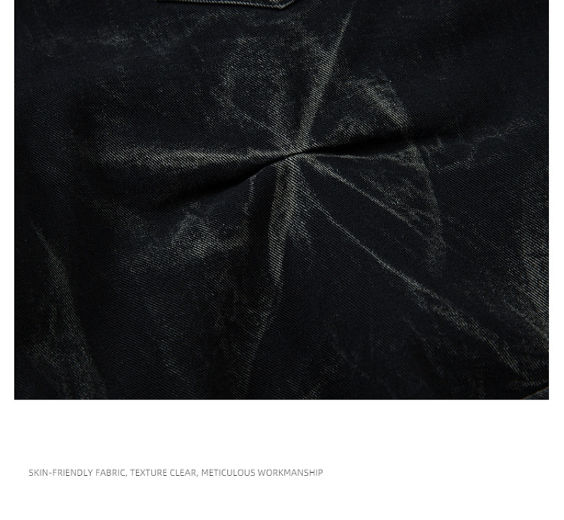 Handcrafted Vintage Waxed Jeans For Men & Women – Distressed Straight-Leg Denim Pants With Unique Stitching (Black, M/L/XL)_voghion.com