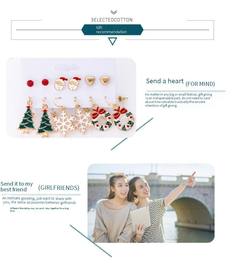 Set di orecchini natalizi "Festive Santa Love" - Orecchini pendenti con fiocco di neve e albero di Natale in smalto stile cartone animato per donna, gioielli per feste natalizie_voghion.com